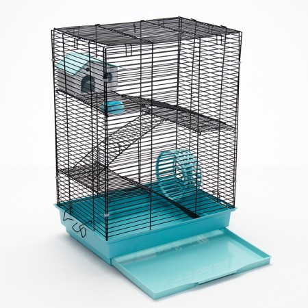The cage for rodents "Pigzon" No. 5, with 3 floors, equipped, 41 x 30 x 58 cm, turquoise-3