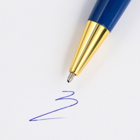 Pen in the gift case “Golden Teacher”, metal, blue paste, writing node 1.0 mm-5