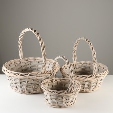 A set of baskets, 3 pcs, 43x16/42 cm, 35x14/35 cm, 28x12/20 cm, willow