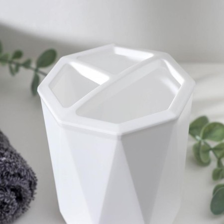 Tooth brush stand "Prism", 9.5 × 9.5 × 11.5 cm, white color-2