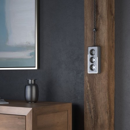 The w5073104 socket is triple with grounding and curtains, graphite rifted-3