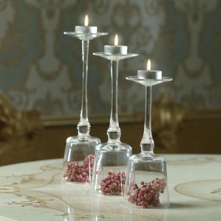 Glass candlestick Set 3 pcs "Romance of candles" height 26cm, 23 cm, 20 cm-2