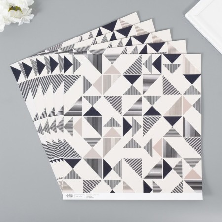 Scrapbooking paper bilateral "Scandinavia" density 180 grams set 5 pcs 30.5x32 cm-3
