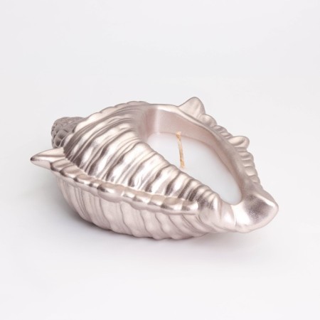 Candle "shell" in a candlestick of gypsum large, 17x11x5.5cm, champagne-3