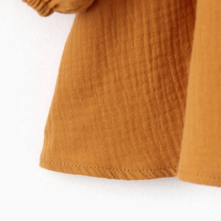 Children's dress with long sleeve KAFTAN "Muslin", size 28 (86 -92 cm) Mustard color-17