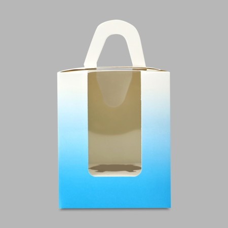 Capcake box, confectionery packaging, 1 cell "Blue Gradent", 9 x 9 x 11 cm-1