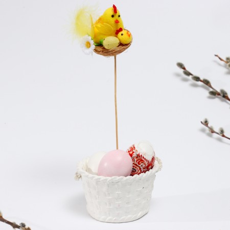 Easter decor on the wand "chicken in the nest" 8 × 8 × 30 cm