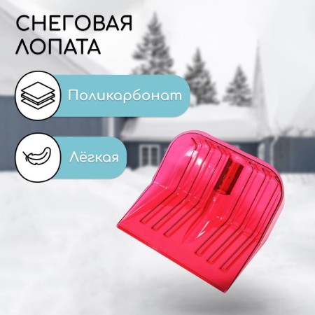 Polycarbonate shovels, 430 × 420 mm, without a bar, with a tuleyka under the stalk, red