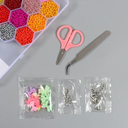 Glass 8/0, 12/0 in the box "Autumn" beads, elast. thread, scissors, tweezers 20x20x1.8 cm 102431-1