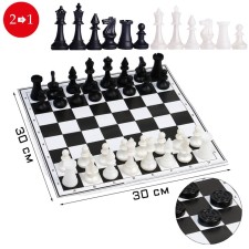 Board game 2 in 1: chess and checkers, plastic figures, cardboard 30 x 30 cm field