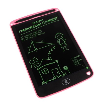Graphic tablet for drawing and notes LCD Maxvi MGT-01, 8.5 ”, angle 160 °, CR2016, pink-1