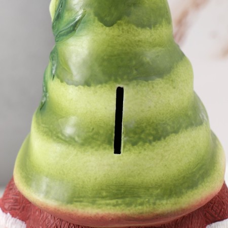 The piggy bank "Gnome Scandil" is height 22.5 cm, width 9.5 cm, length 11.5 cm.-5