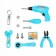 Game set of tools in a suitcase, blue tractor