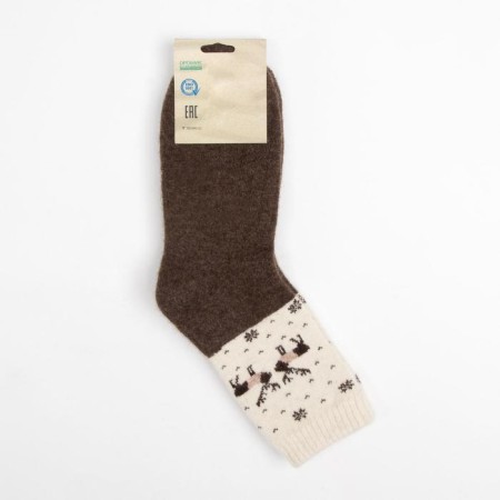 Women's socks from Mongolian wool, chocolate/deer color, size 23 (34-36)-3