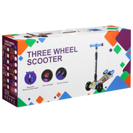 Folding scooter, light wheels PU 130/50 mm, ABEC 7, red color-10
