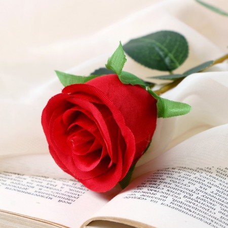 Artificial flower "Bunny Rose" 5x50 cm, red-1
