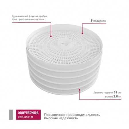 Drywall for vegetables and fruits "Castle EFD-0501M", 125 watts, white-1
