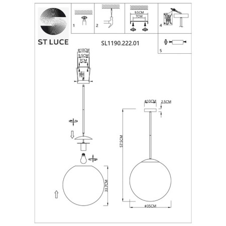 Ceiling lamp ST LUCE. SL1190.222.01. Cassius. 1x60 W, E27, 35x35x57.5 cm, golden color-5
