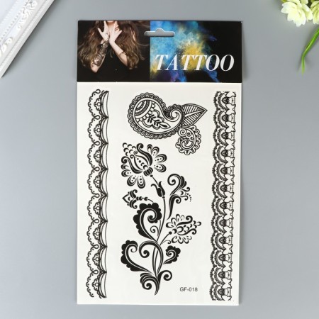 Tattoo on the body Black "Mehendi" mix 29x17 cm
