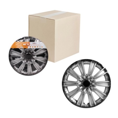 Wheel caps 16 "Tornado +", silver-black, carbon, set 2 pcs, AWCC-16-30