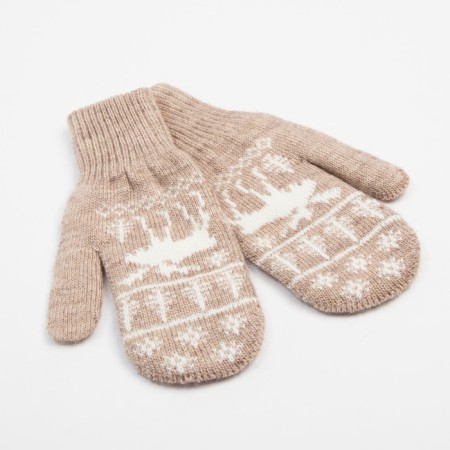 Women's mittens, beige color, size 18