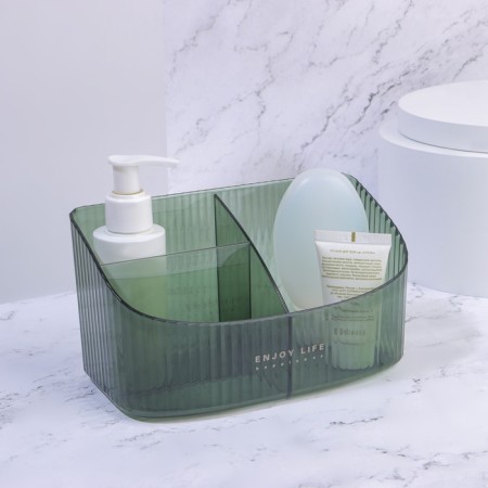 Organizer for storage "Green", 3 sections, 18.5 × 9.5 × 10 cm, translucent/green color-1