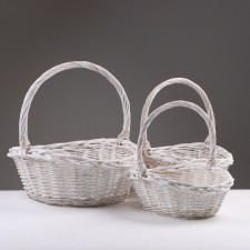 A set of baskets of 3 pcs, 43x33x17/40 cm, white, willow