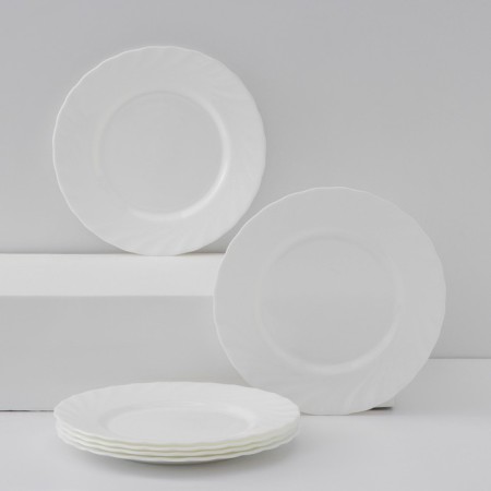 A set of dessert plates Luminarc Trianon, D = 20 cm, glass ceramic, 6 pcs, white color
