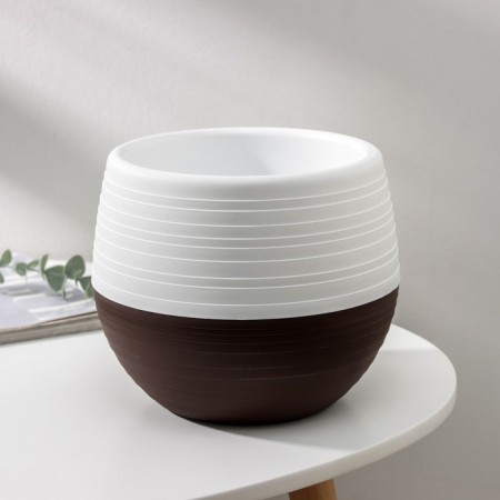 Pot for flowers "Japan", 2 l, color white-dark brown-1