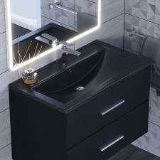 Sink uperwood Foster Quartz 80 cm, quartz, black matte, space