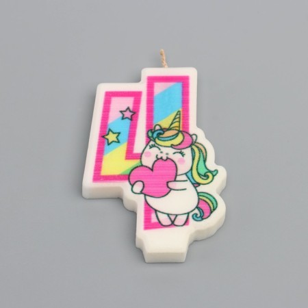 Candle in the cake "Unicorn with a ball", number 4, pink, 6.5 cm-2