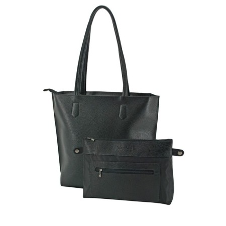 Women's bag B2810-00140, Black, genuine leather color, 30x11x35 cm