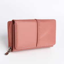Women's wallet on the button, pink color
