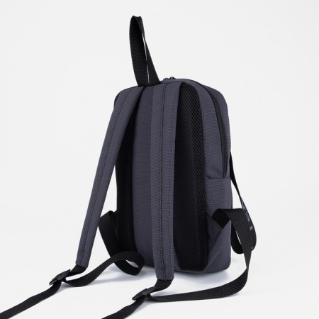 School backpack of textiles on the zipper Textura, 3 pockets, dark gray color-1