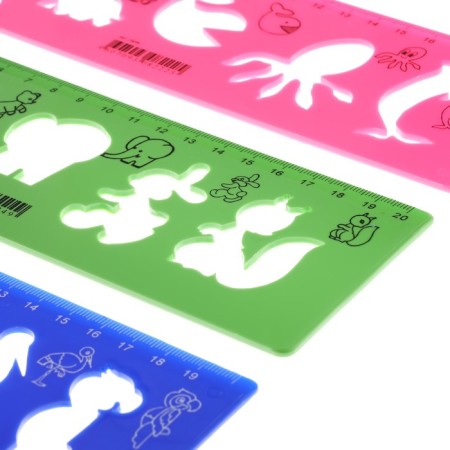 Set of stencils 3 pcs. Calligrata, 5 birds of bird/sea/animals +ruler 20cm-3