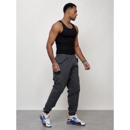 Cargo jeans men, size 48, dark gray color-2