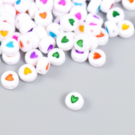 A set of beads for creativity plastic "heart in the circle" multi -colored 20 g 0, x0.7 cm-1