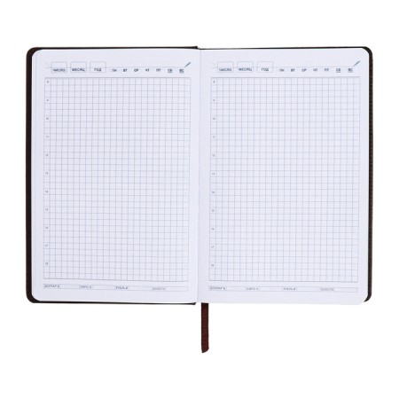 The diary is notathered, A5, 140l, cage, region, on the button, black/gray-11
