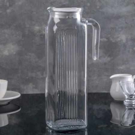 Jug Paşabahçe frigo, 1.34 l, glass, white cover, transparent