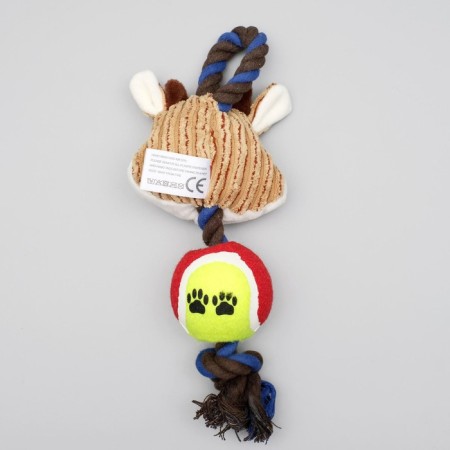 Toy for dogs 3-in-1 "cow": cable, soft with a squeak, felt ball, 30 cm-3