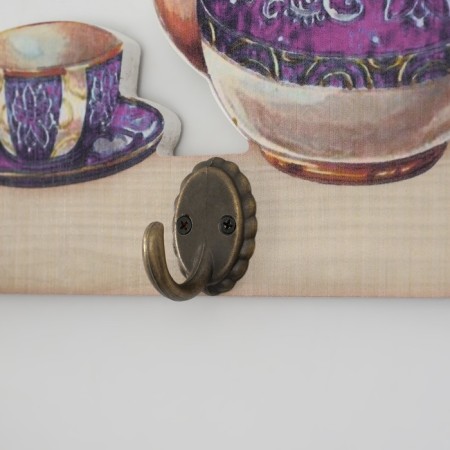 Decorative wood hooks "Tea time" 4.5x34x14.5 cm-2