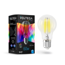 Лампа Voltega 7155, 7Вт, 10,5х10,5 см, E27, 560Лм, 4000К, цвет прозрачный