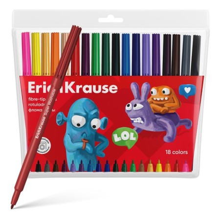Fleeters of 18 colors, Erichkrause, "Jolly Friends Super Washable" mix-1