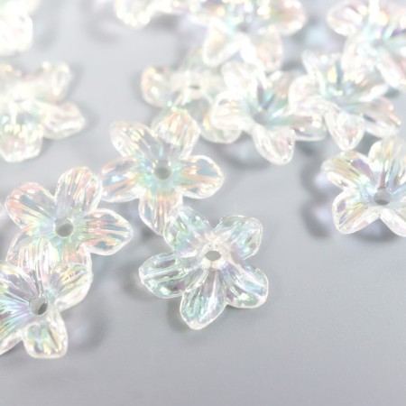 Beads for creativity plastic "Flower" set 25 pcs Transparent mother -of -pearl 1.1x1.1 cm-1