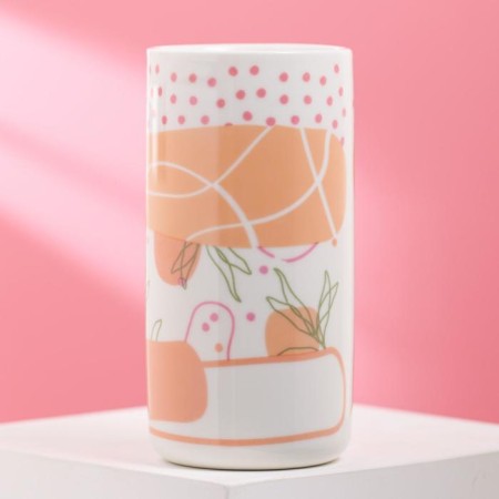 Ceramic "Patterns" glass, 250 ml, white color-2
