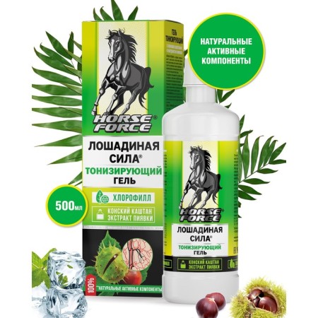 Gel for veins Horse force with chestnut and leech, 500 ml