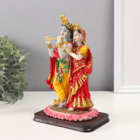 Souvenir Polystone "Radha and Krishna" red-yellow 10.5x13x22 cm-3