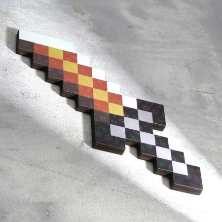 Wooden souvenir "knife", 20 cm, pixel, with a gold blade-1