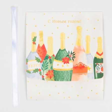 Box Fold -sided double -sided "champagne", 20 x 18 x 5 cm, new year-5