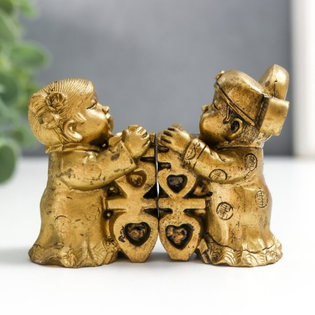 NECKE Polystone Set 2 pcs "Children with hieroglyph - happy marriage" 5.5x3.5x3 cm